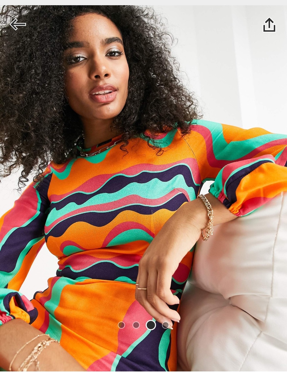Never Fully Dressed Multicolor Wave-Print Midi Dress - Picture 3 of 4